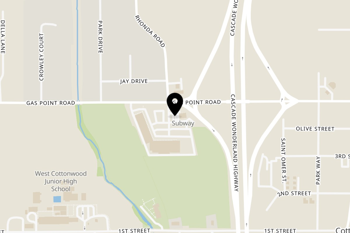 Map showing the location of Main Street Deli Cottonwood on 20645 Gas Point Rd in Cottonwood